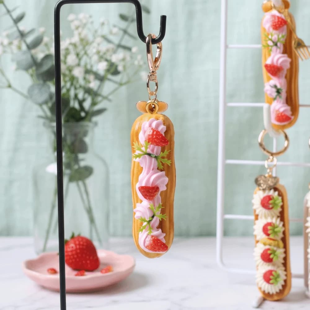 Pendentif réaliste long en forme de crème, simulation de crème pâtissière, pendentif alimentaire réaliste en forme de fruit, exquis et polyvalent