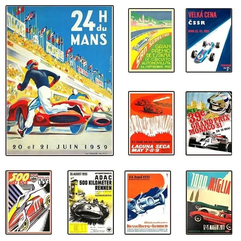 Peinture sur toile F1 24H Heures Du Mans, édition de formule Grand Track, voiture de course, imprimés d'art muraux, décoration de salle esthétique