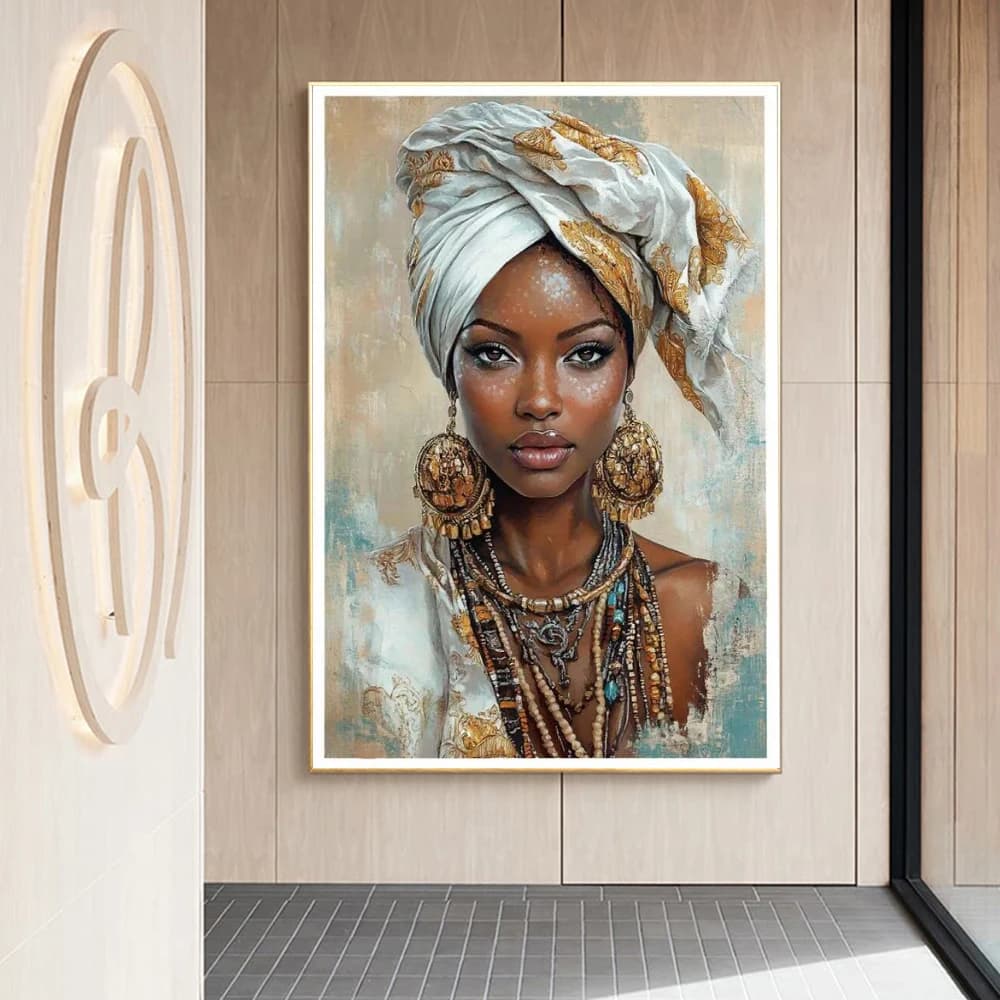 Art Mural ethnique africain pour femme noire, peinture sur toile, affiche de fille africaine imprimée pour bureau, chambre à coucher, salon, décoration murale de maison