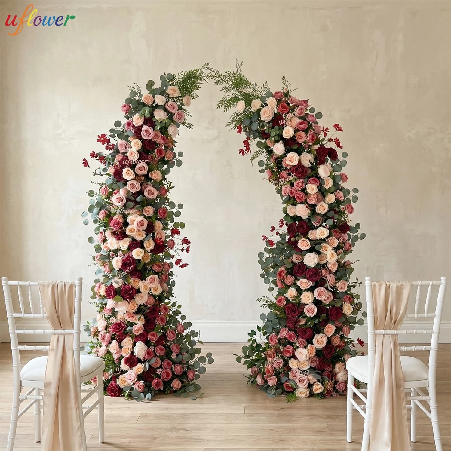 Uflower 2, 3 m Composition florale verte avec roses rouges