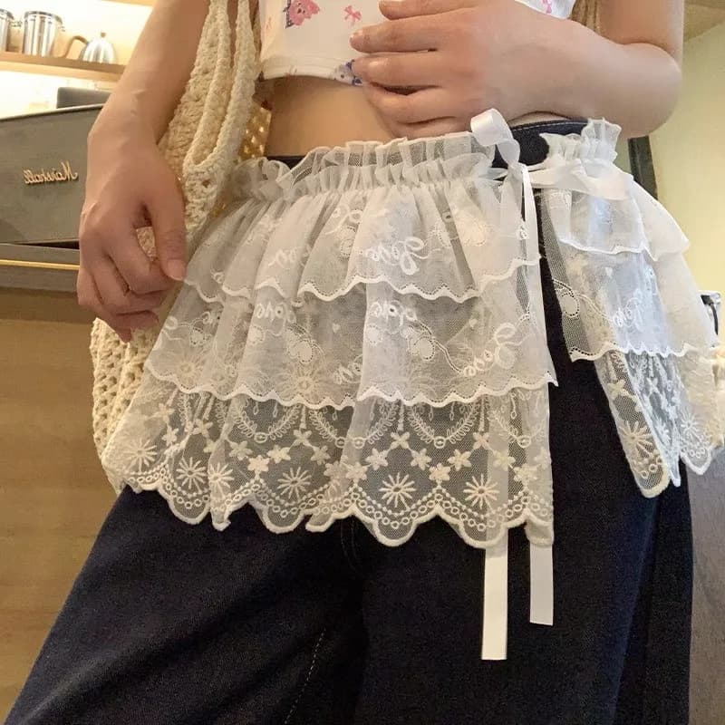 Jupe irrégulière en dentelle pour femmes