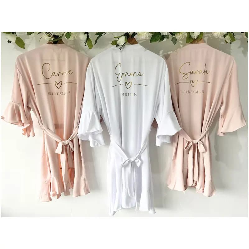Blush rose personnalisé à volants Robes de demoiselle d'honneur Robes de soirée de mariée en mousseline de soie douce à volants de mariage Robes à volants
