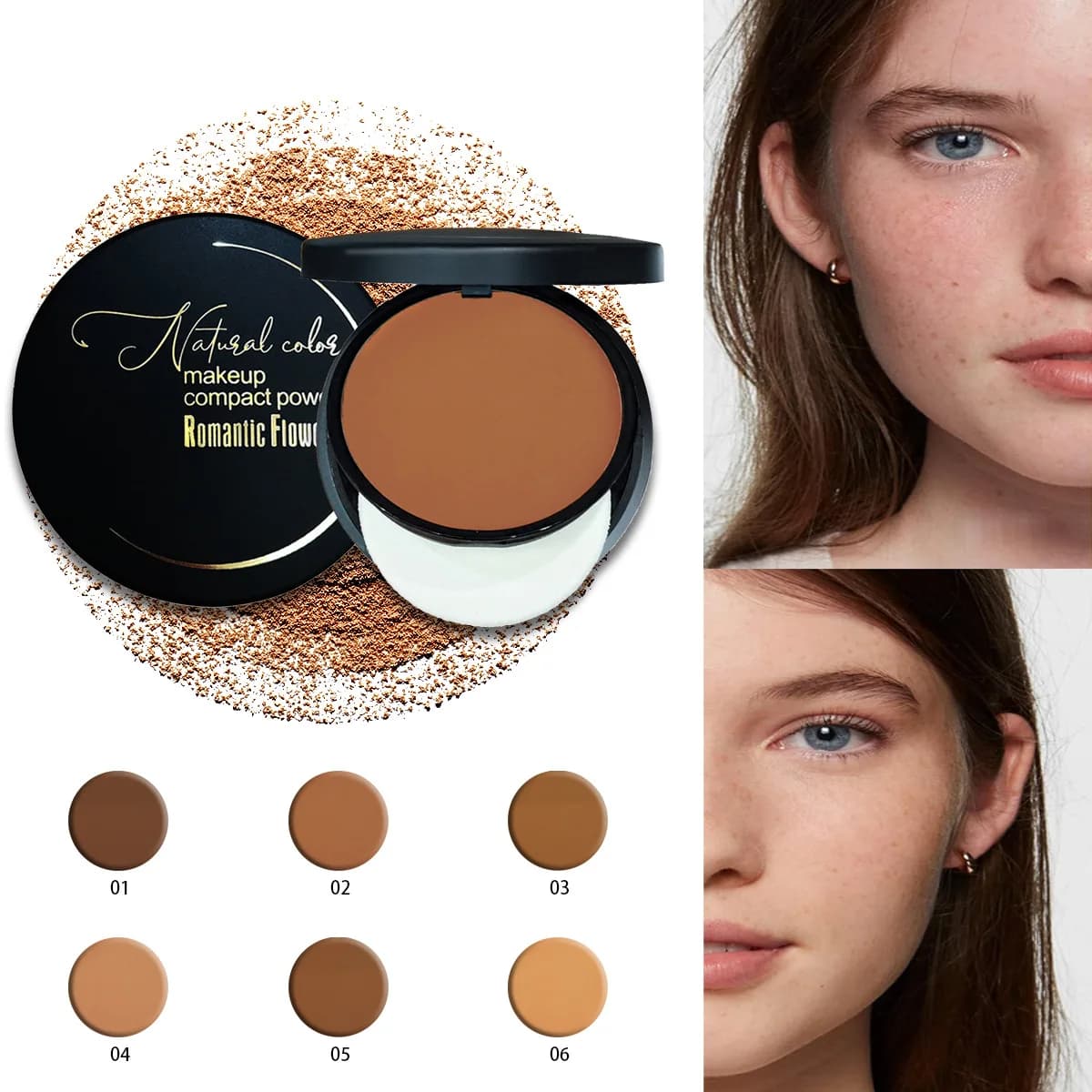 Poudre de Bronze foncée, fond de teint pour peau foncée, correcteur de contrôle de l'huile, éclaircit le visage, créer un maquillage tridimensionnel