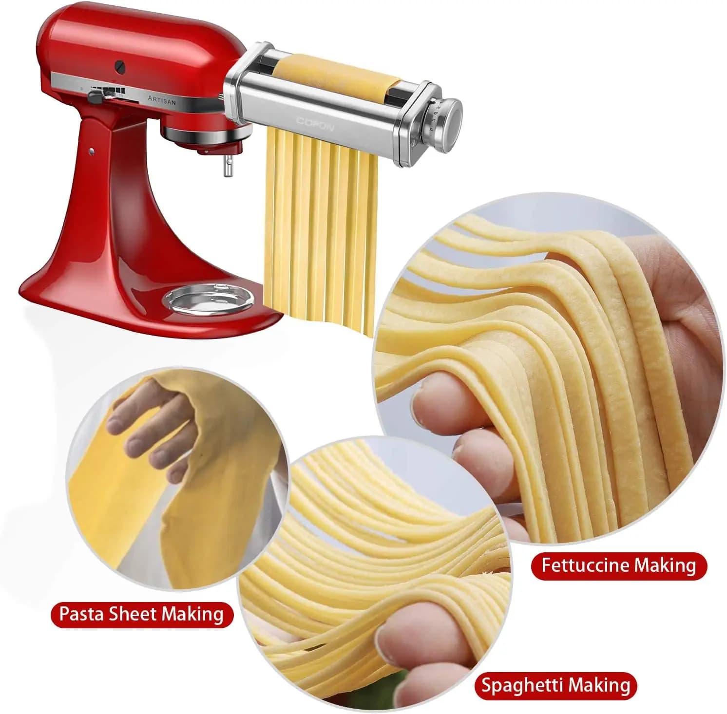 Accessoire de rêve de pâtes pour centre commercial KitchenAid, rouleau de feuille de pâtes, coupe-spaghetti et fposteruccine, acier inoxydable, non adapté à tous les chefs
