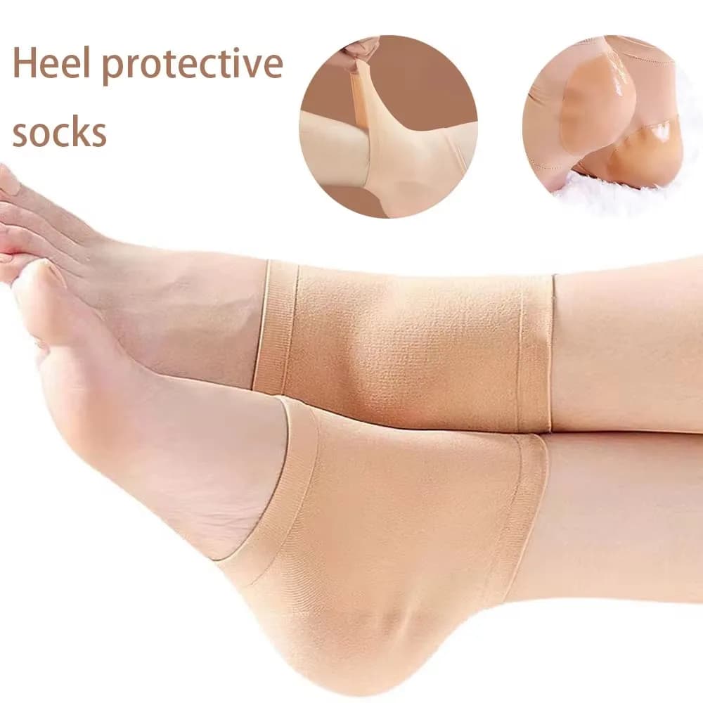 Protège-talons en gel de silicone noir/nude, chaussettes de protection pour les pieds, hydratantes, anti-usure, anti-fissures, demi-chaussettes pour les talons