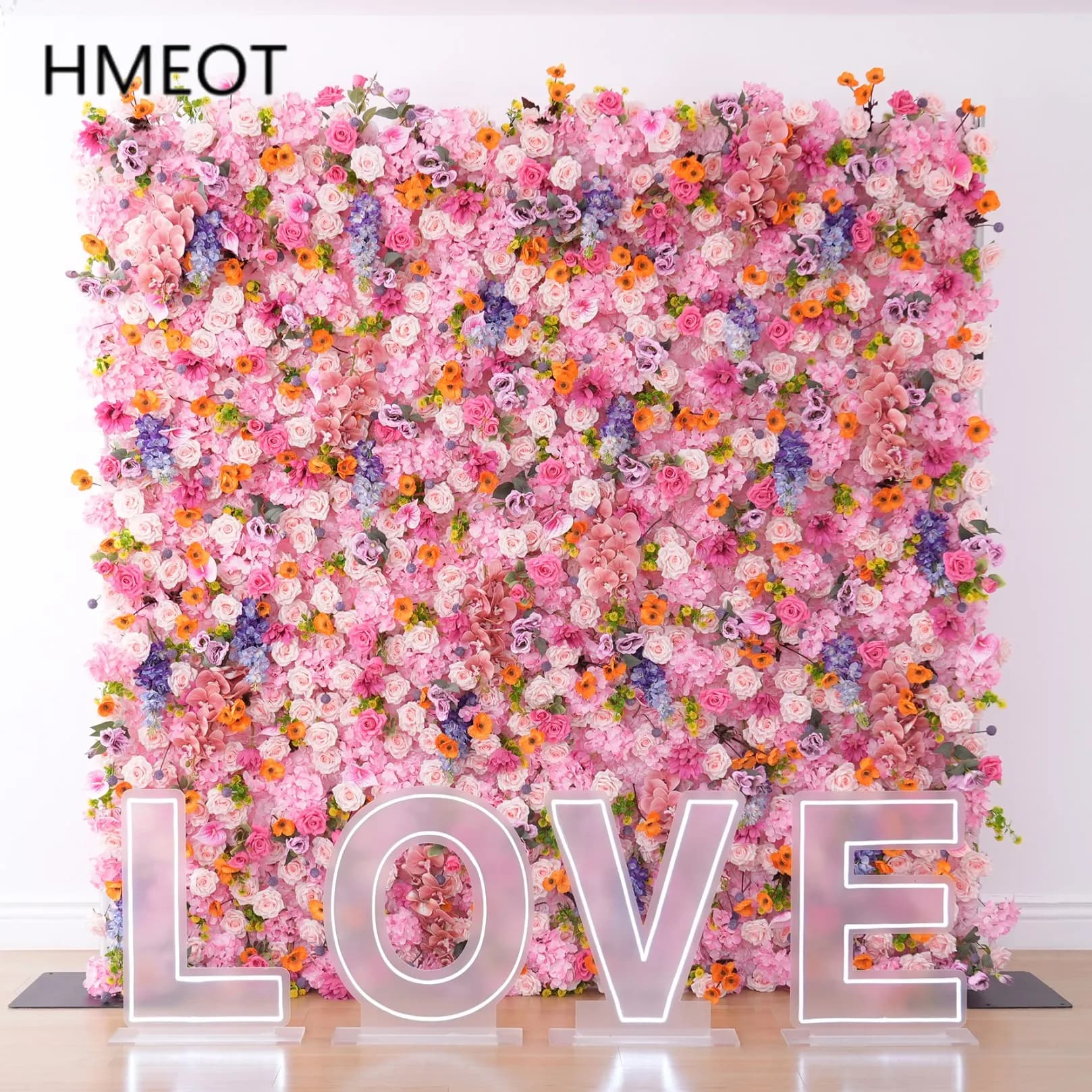 H8997 Photo de mariage toile de fond orchidée rose Delphinium tissu Base fleurs mur cérémonie soie Faux
