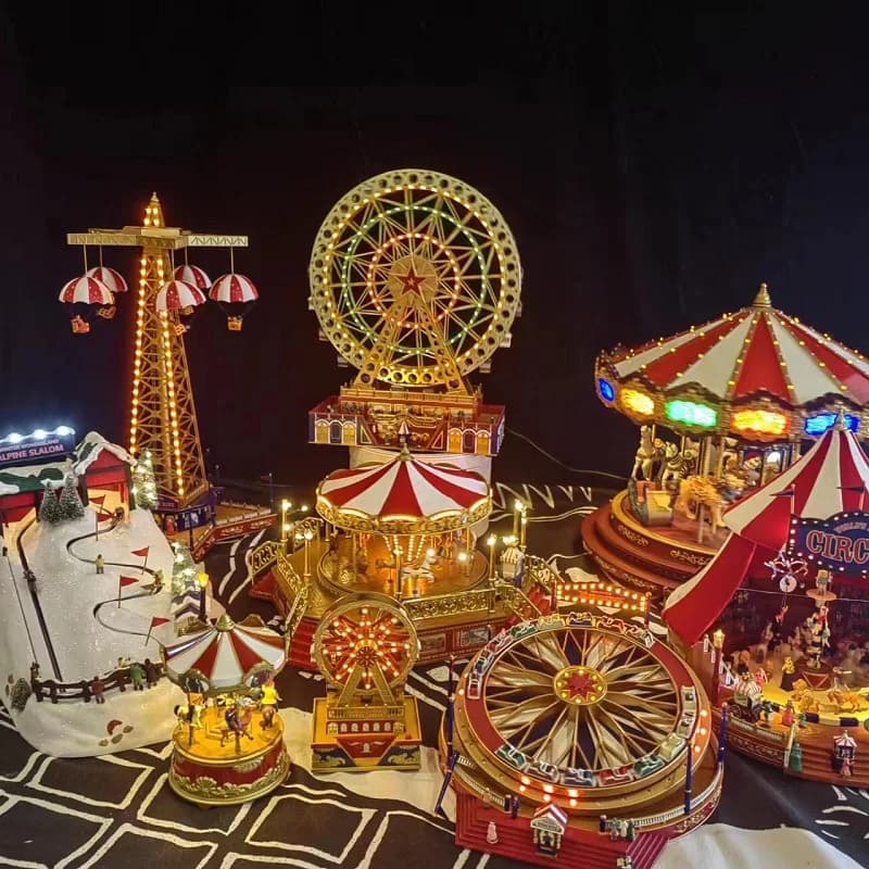 Boîte à musique de parc d'attractions de montagnes russes rotatives américaines de noël pour le cadeau d'anniversaire d'amis