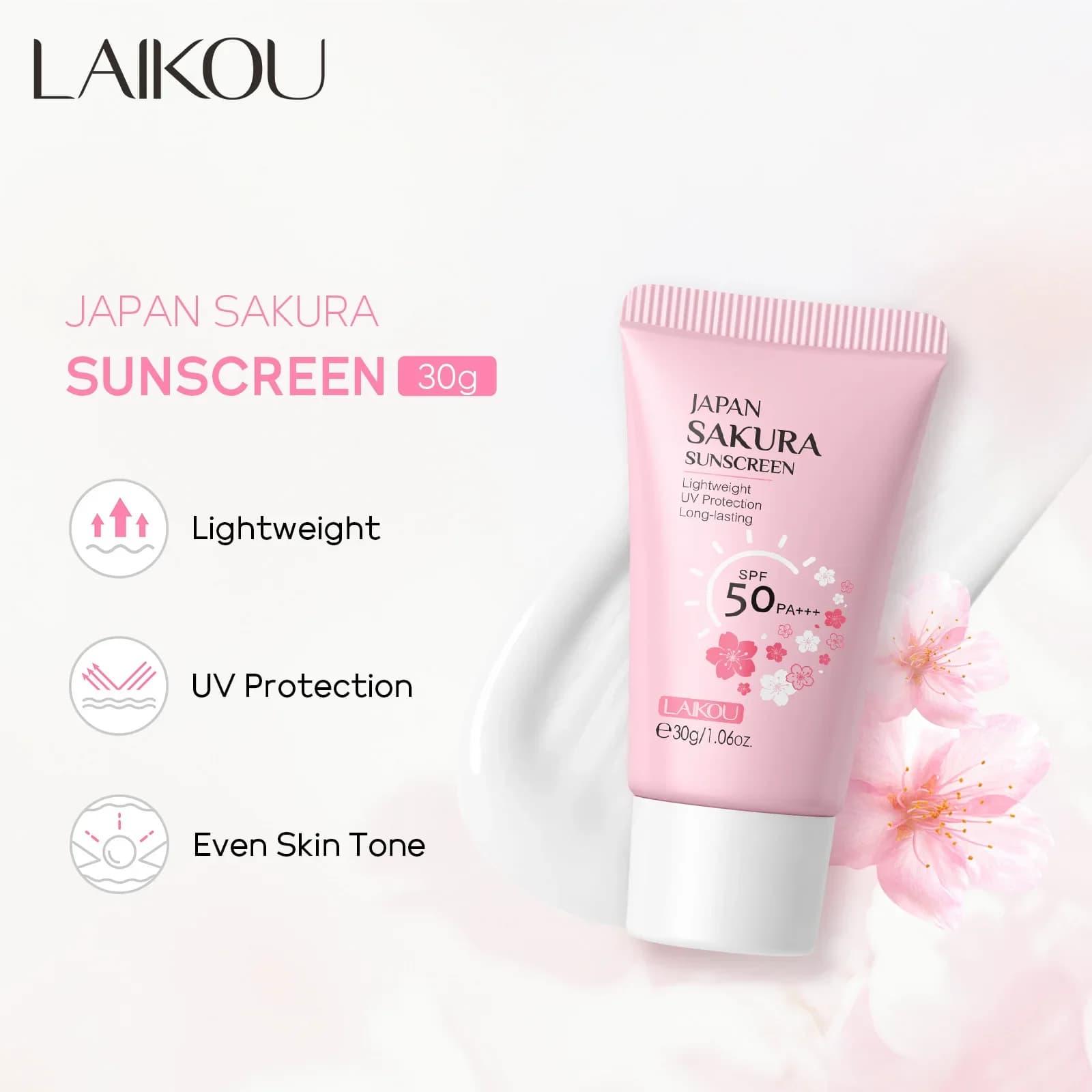 LAIKOU-Crème de protection solaire Sakura, coréenne, pour le visage, championnat Spf50, isolation, gratitude, hydratant, 30g