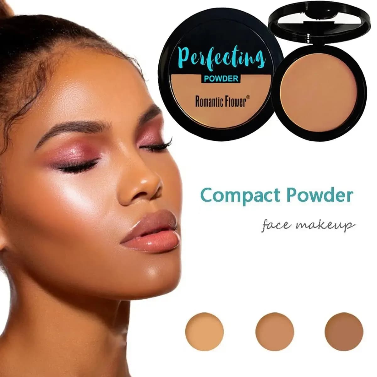Poudre de Bronze foncée 3 couleurs, fond de teint pour peau foncée, correcteur de contrôle de l'huile, éclaircit le visage, créer un maquillage tridimensionnel