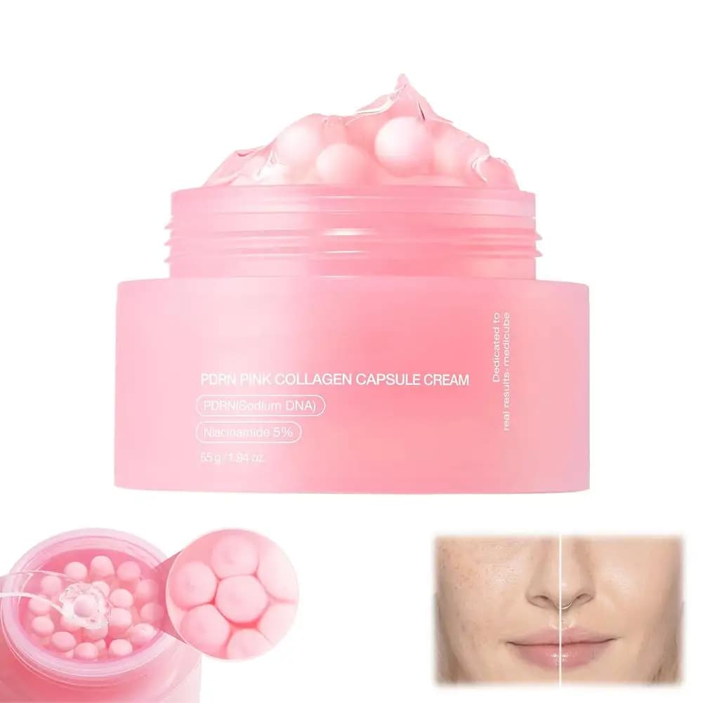 Crème de capsules de collagène rose 5% Niacinamide collagène hydrolysé crème de gelée hydratante en profondeur hydratant dodu, soin nourrissant pour la peau