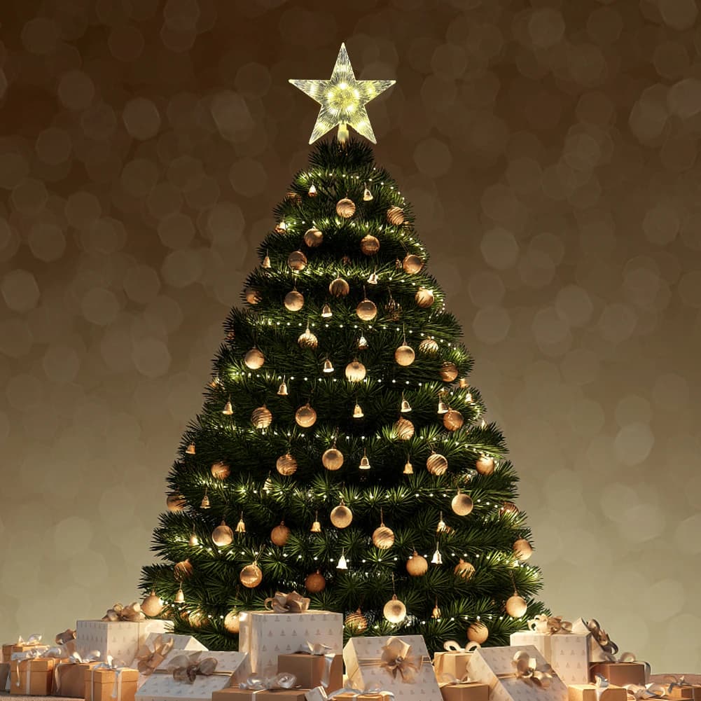 Décoration supérieure d'arbre de noël, lumières LED émettant des étoiles transparentes, adaptées à la maison, jardin extérieur, décoration de fête de noël