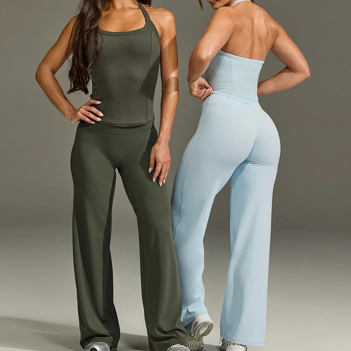 Leggings évasés, Leggings à jambe droite, Pantalons larges pour femme, Vêtements de yoga respirants, Vêtements de fitness, Pantalons décontractés polyvalents