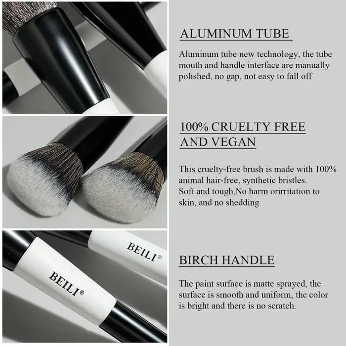 BEILI – ensemble de pinceaux de maquillage professionnels à double extrémité, 12 pièces, pour Contou