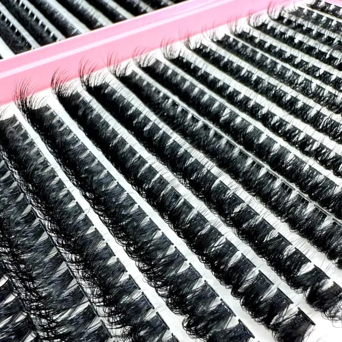 60D/80D/100D 640 cils en grappe 5D Kit d'extension de cils épais moelleux Volume plateau mixte Faux