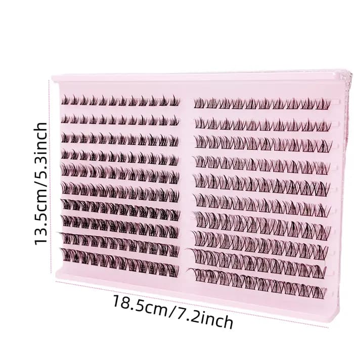 Kit de cils en grappe d'aspect naturel, 220 pièces, boucles D 8-16mm, Extensions de cils hypoallergé