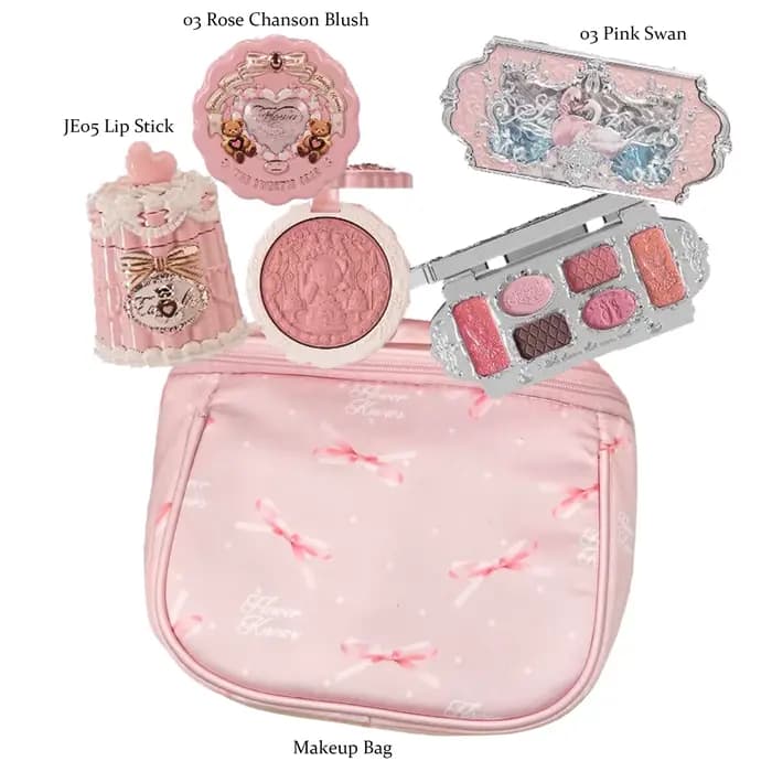 Coffret Cadeau Maquillage Tout-en-un Flower Knows : Fond de Teint Crème Coussin Jardin, Blush Mat, R