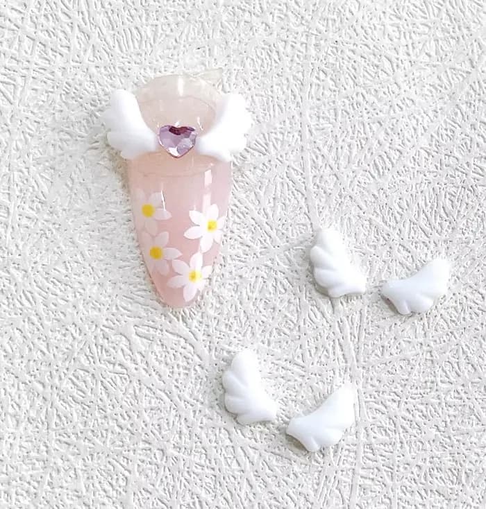 Breloques pour ongles ailes d'ange mignonnes, 50 pièces, ailes en vrac AB, pièces en résine à dos pl