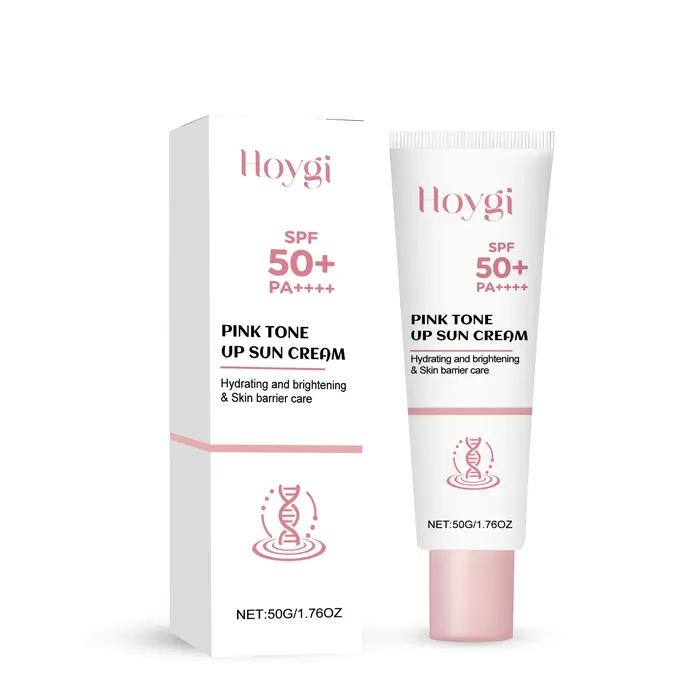 Crème solaire tonifiante rose SPF50+ PA+++ Protection UV éclaircissante, crème solaire légère avec d