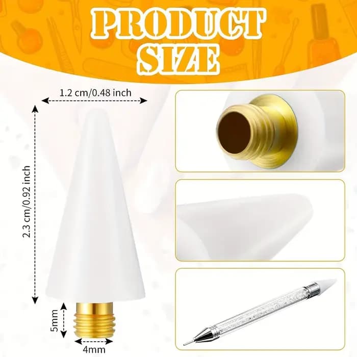 Tête de cire de remplacement pour points d'ongles, strass/gemmes/charmes blancs et roses, pointes de