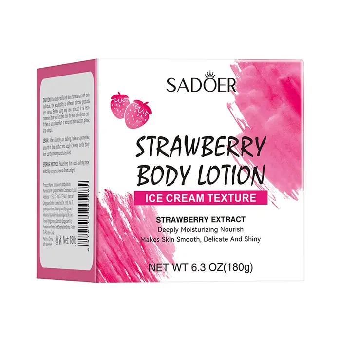 Lotion corporelle à la fraise 180g, contenant de la niacinamide, de l'extrait de fruit de fraise et