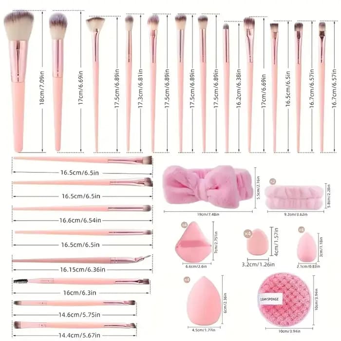 Kit de maquillage rose 20/40, ensemble complet de pinceaux de maquillage, grand ensemble comprend de