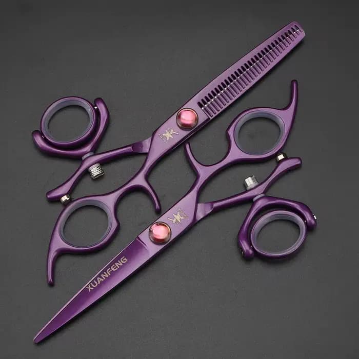 XUANTENG Ciseaux à cheveux professionnels à poignée unique violette, ciseaux de coupe de barbier et