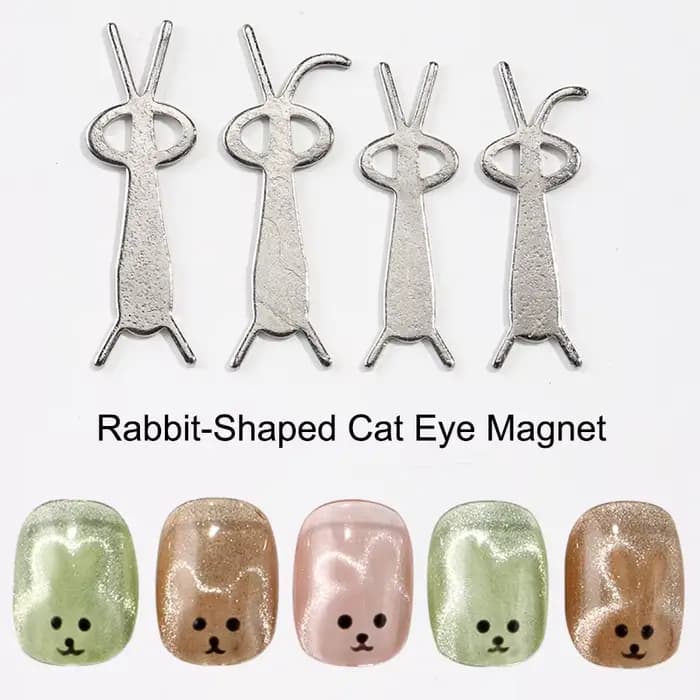 4 pièces Kawaii lapin ours forme oeil de chat aimant pour ongles oreille pliée lapin oeil de chat ef