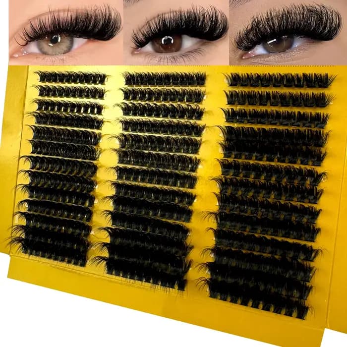 Cils individuels en éventail 5D, épais et moelleux, courbure C/D, effet naturel, 290 éventails, 60+8