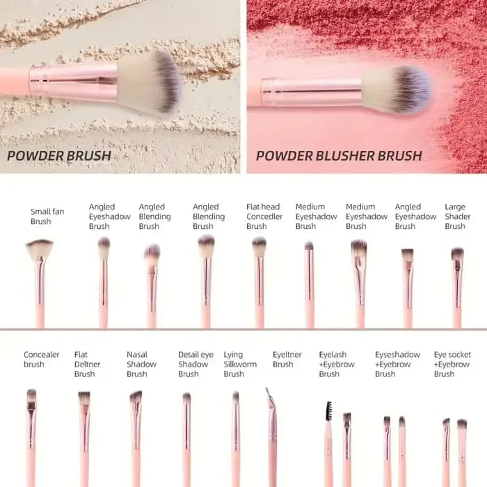 Kit de maquillage rose 20/40, ensemble complet de pinceaux de maquillage, grand ensemble comprend de
