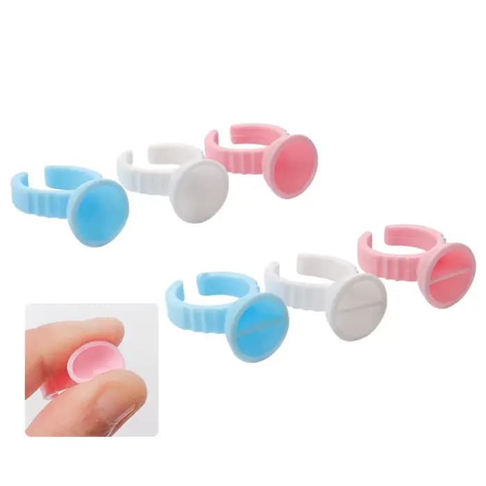 100 pièces jetables faux cils colle anneau tasse adhésif palette pour Extension de cils support cont