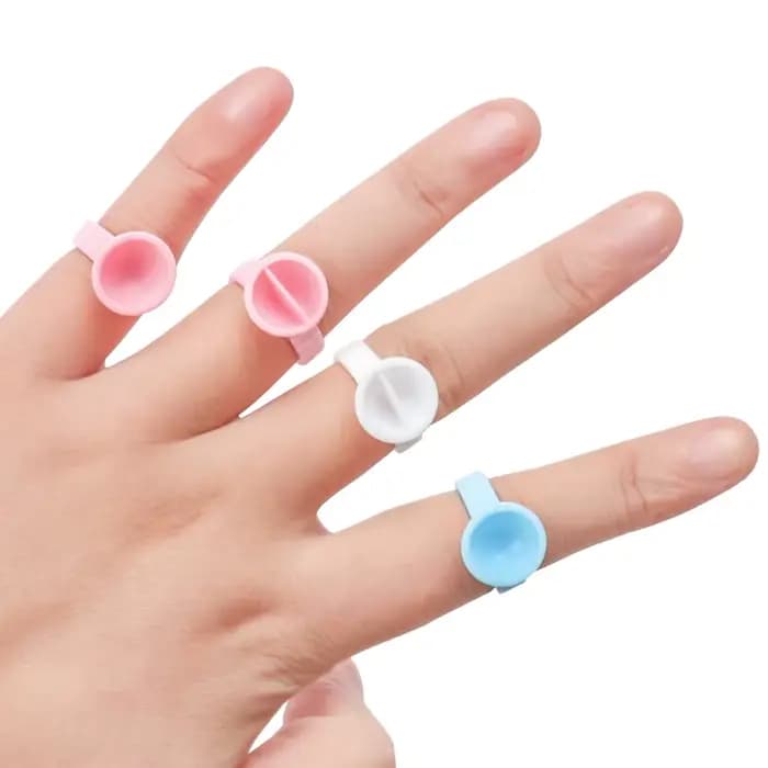 100 pièces jetables faux cils colle anneau tasse adhésif palette pour Extension de cils support cont