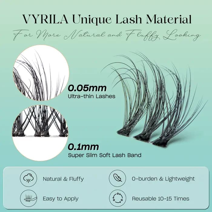 Extensions de cils naturels réutilisables, groupe de cils individuels, 0.05mm, 0.1mm, contaminants 3