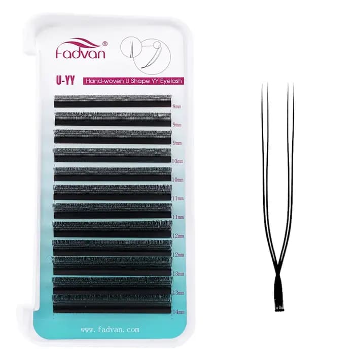 FADVAN U forme YY Double pointes Extension cils C/D Curl préfabriqué Volume ventilateur cils naturel