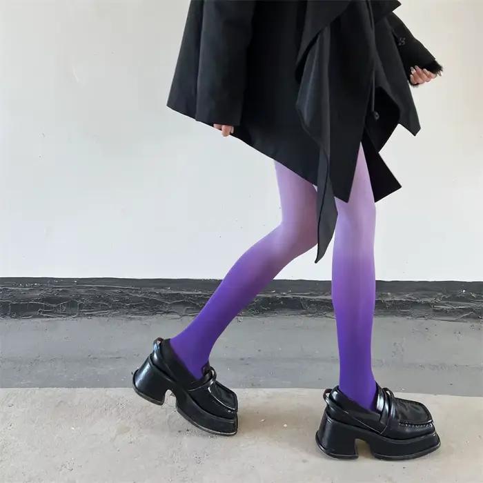 Collants en velours pour femmes, couleur dégradée printemps-automne, sans couture, couleurs contrast