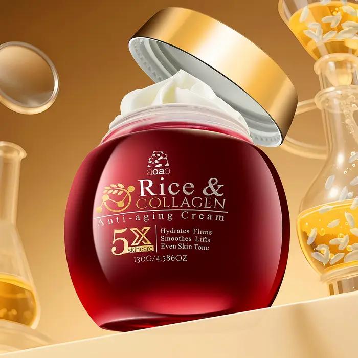 Crème anti-âge au collagène de riz avec céramides et essence d'acide hyaluronique, hydratant profond