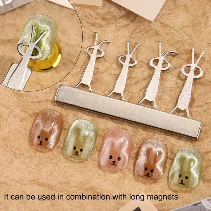 4 pièces Kawaii lapin ours forme oeil de chat aimant pour ongles oreille pliée lapin oeil de chat ef