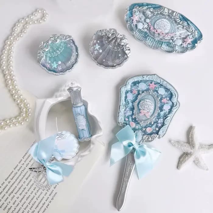 Coffret Maquillage Flower Knows Mermaid Glow Fard à Paupières Gloss Blush Série Perle Coquillage Nou