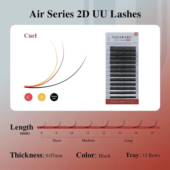 NAGARAKU U forme YY 2D UU lumière douce Extensions de cils naturels fournitures de maquillage parall