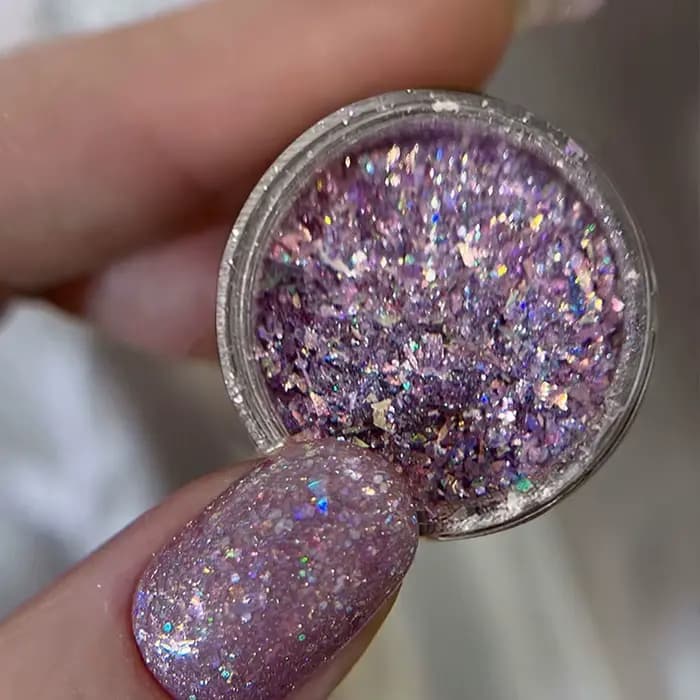 Poudre scintillante pour Nail Art, 1 g/boîte, coquille mixte, opale, paillettes, feuille holographiq