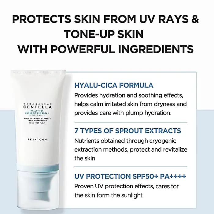 SKIN1004 Madagascar Centella Hyalu-Cica sérum solaire imperméable SPF50 + PA +++, doux, haute Protec