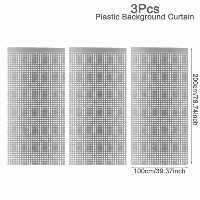Lot de 3 rideaux de fond scintillants en feuille d'aluminium pour décorations de fête, rideaux de fê