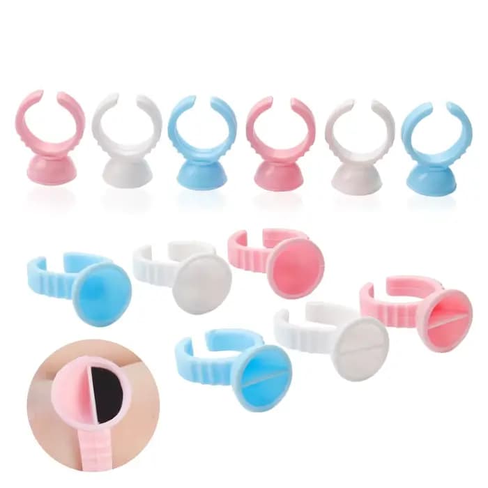 100 pièces jetables faux cils colle anneau tasse adhésif palette pour Extension de cils support cont