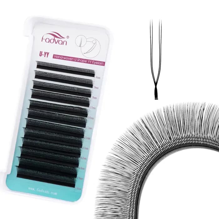 FADVAN U forme YY Double pointes Extension cils C/D Curl préfabriqué Volume ventilateur cils naturel