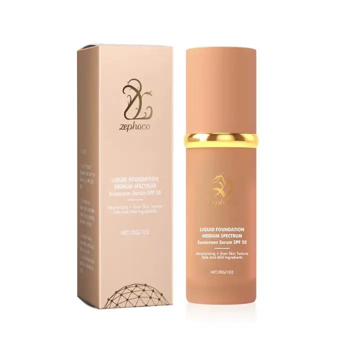 Fond de teint liquide Zephoco SPF50, contrôle du sébum, hydratant, éclaircissant, sérum de protectio