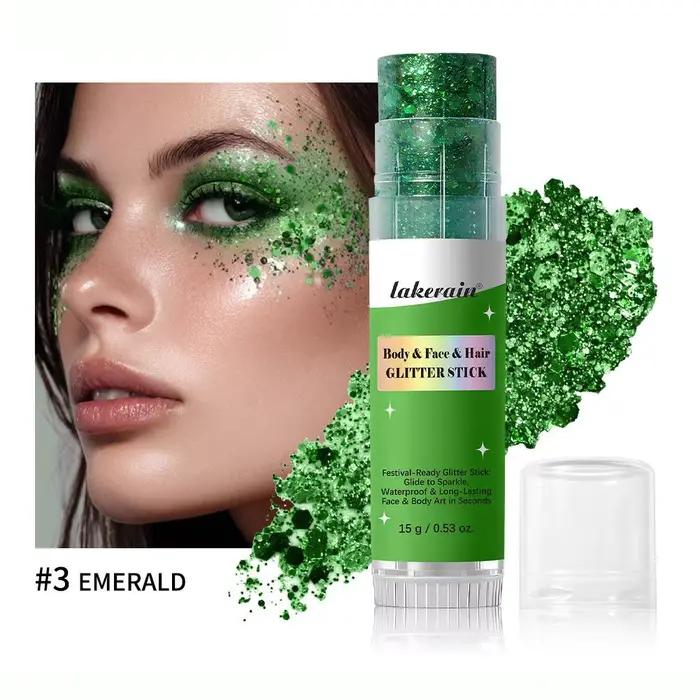 Bâton de paillettes pour le corps et le visage, gel scintillant longue durée, crème illuminatrice sc