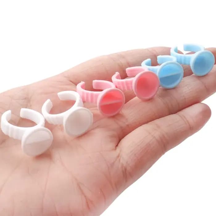 100 pièces jetables faux cils colle anneau tasse adhésif palette pour Extension de cils support cont