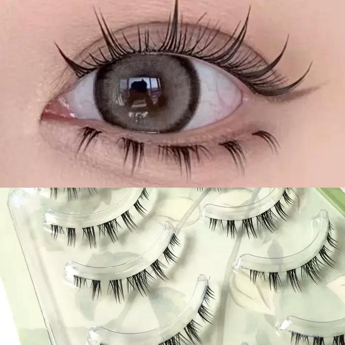 5 paires de cils inférieurs épais bande transparente sous les cils cils inférieurs doux à la main Ma