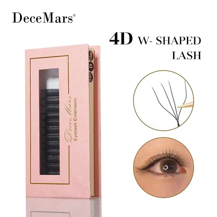DeceMars 4D - Extension de cils en forme de W (12 lignes/plateau) pour le maquillage