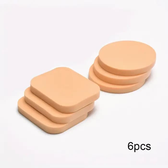 Lot de 10/6 éponges de maquillage rondes et carrées, à double usage (sèche et humide), pour fond de