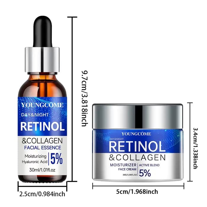 Ensemble combiné de sérum crème rétinol, verrouillage dans l'humidité, répare la peau, lisse les rid